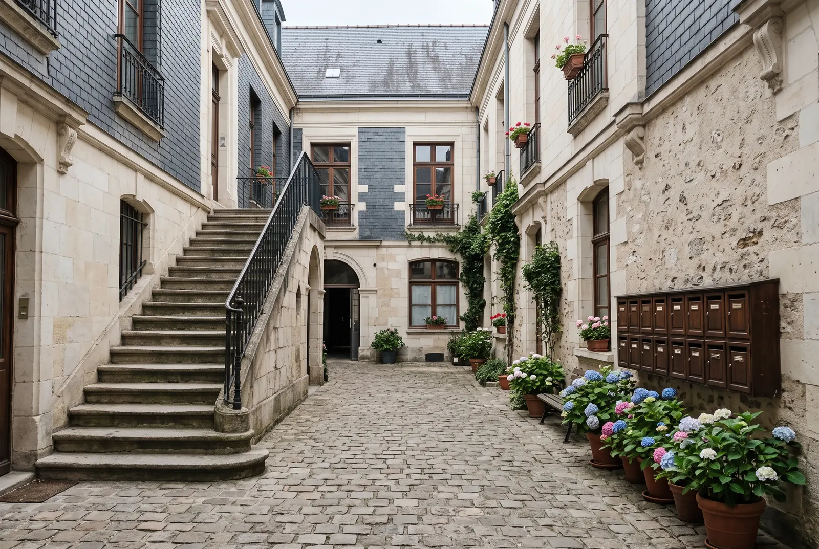 Cour intérieure d'un immeuble à Nantes
